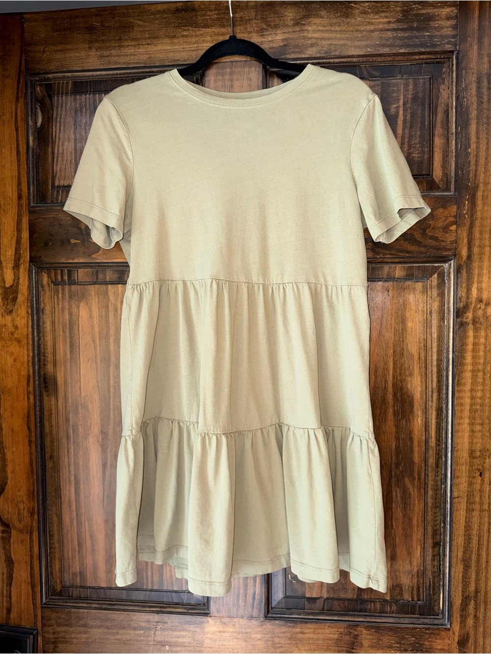 Three tiered 100% cotton olive dress